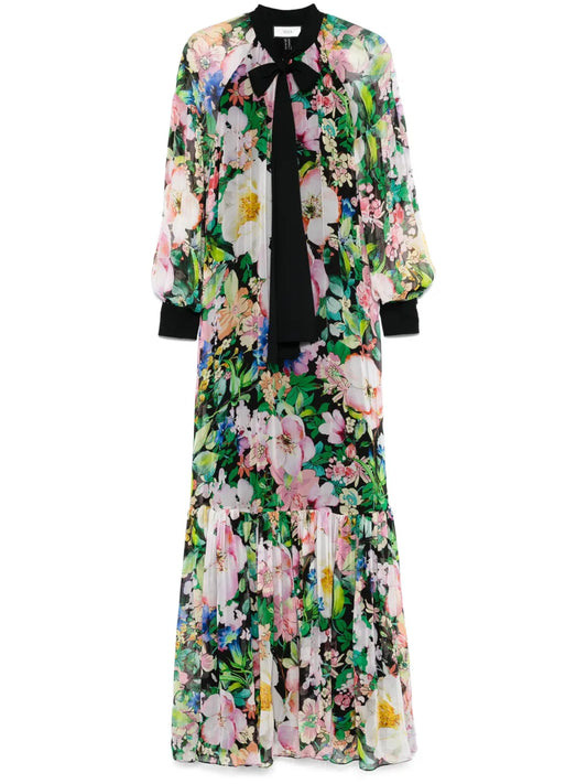 Floral-Print Silk Maxi Dress