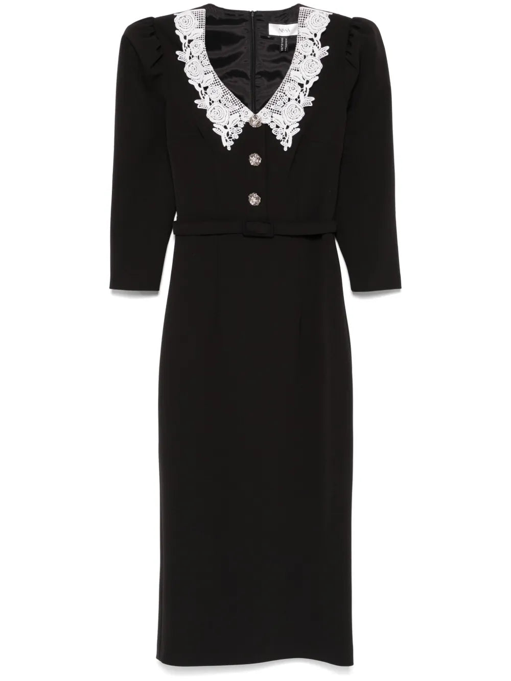 Lace-Collar Midi Dress