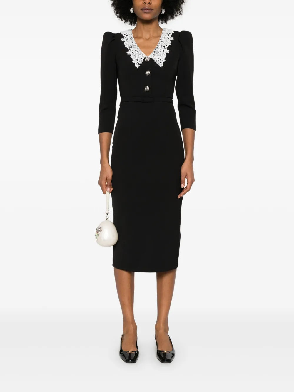 Lace-Collar Midi Dress