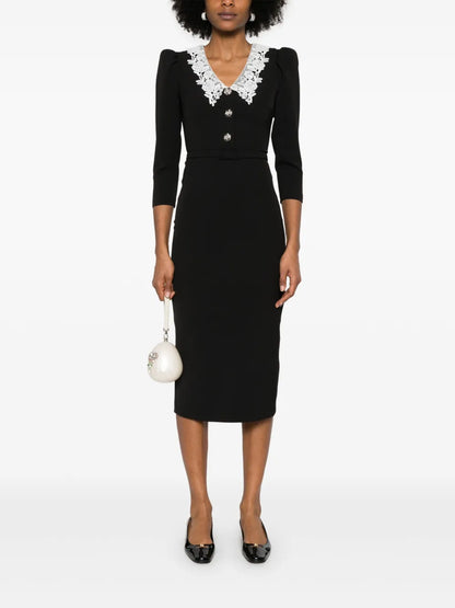 Lace-Collar Midi Dress