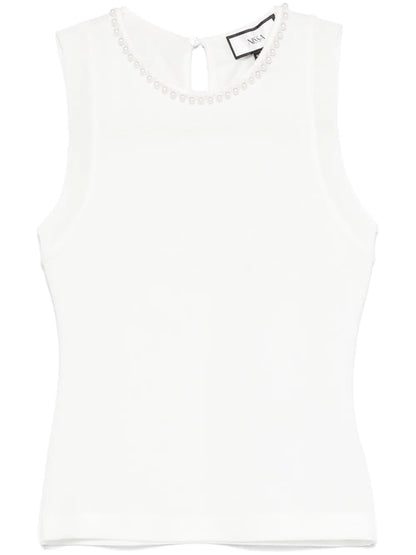 Faux-Pearl Tank Top