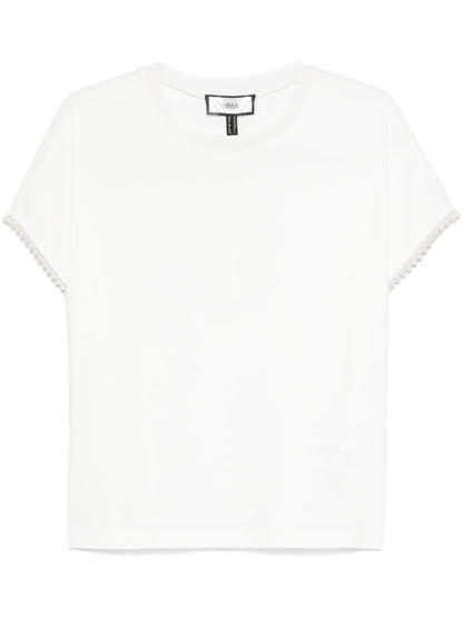 Faux-Pearl Detailed T-Shirt