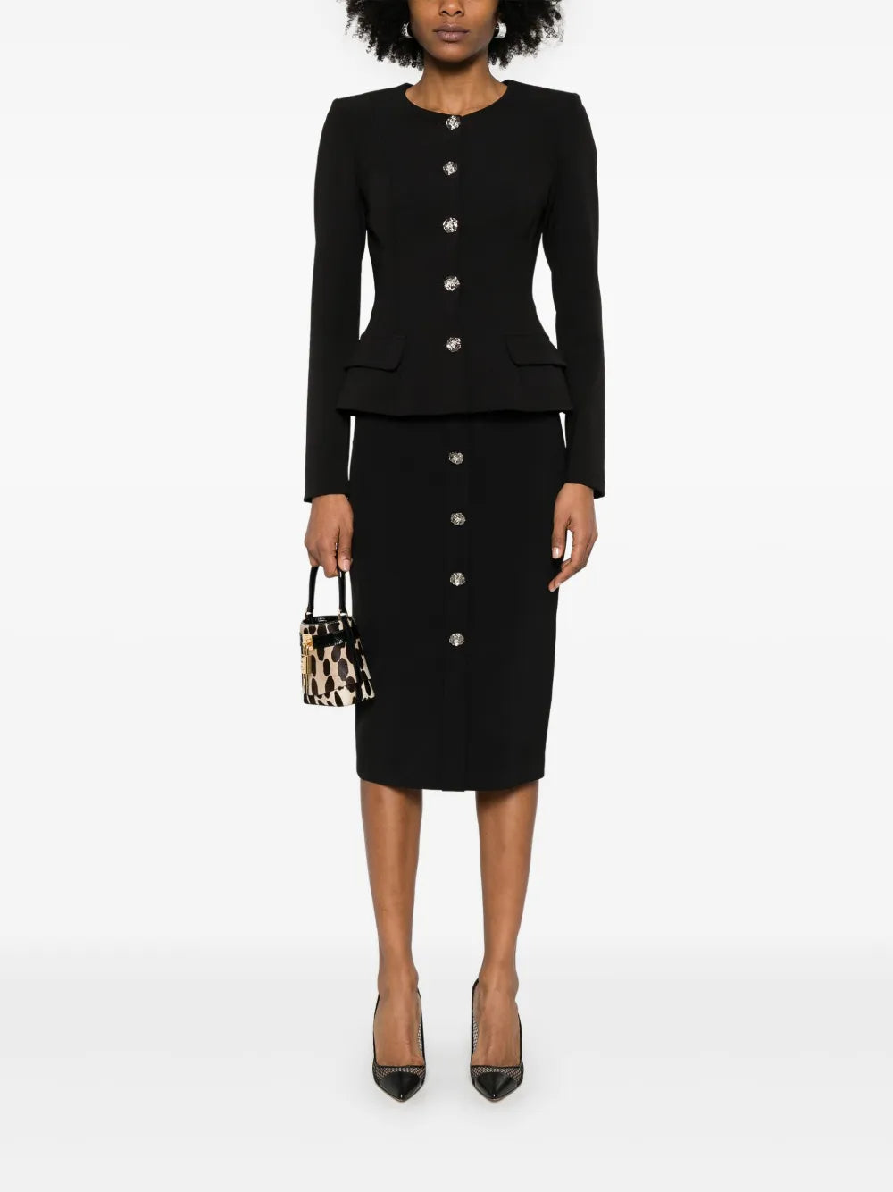 Button-Detailed Midi Skirt