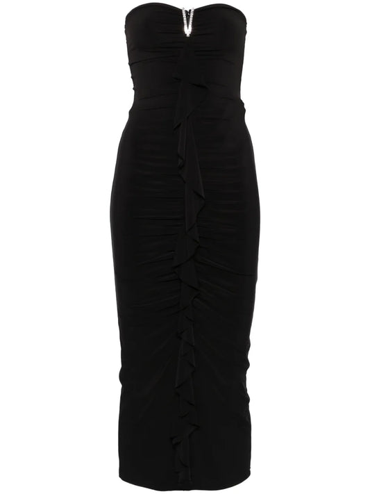 Ruffled-Detailed Midi Dress