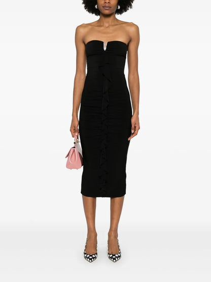 Ruffled-Detailed Midi Dress