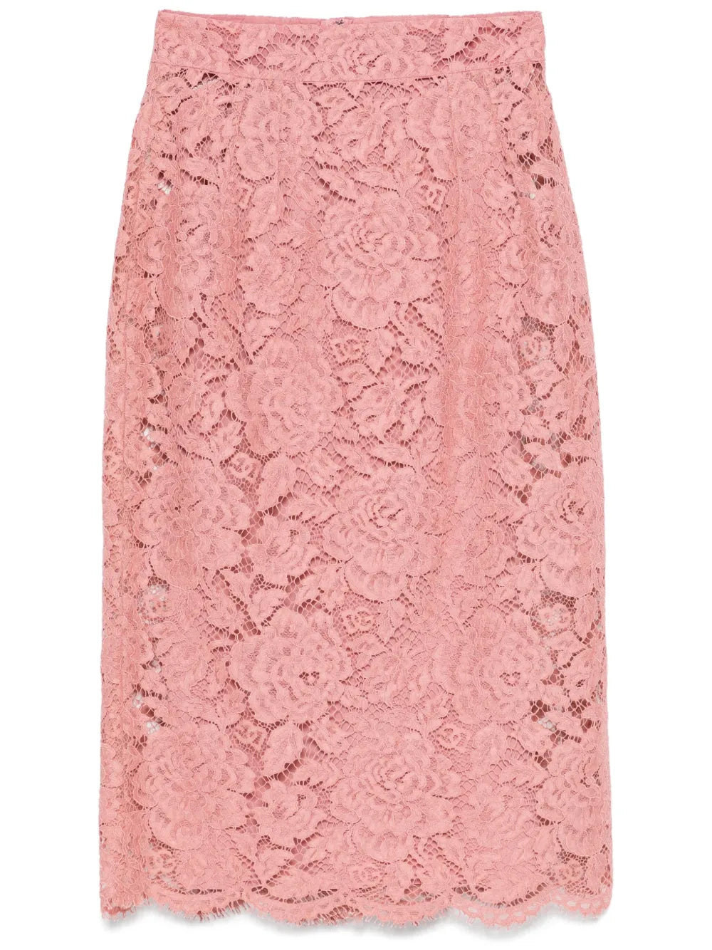 Logo-Embroidered Lace Midi Skirt