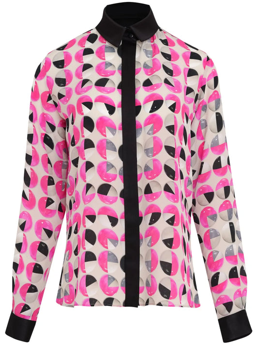 Graphic-Print Silk Shirt