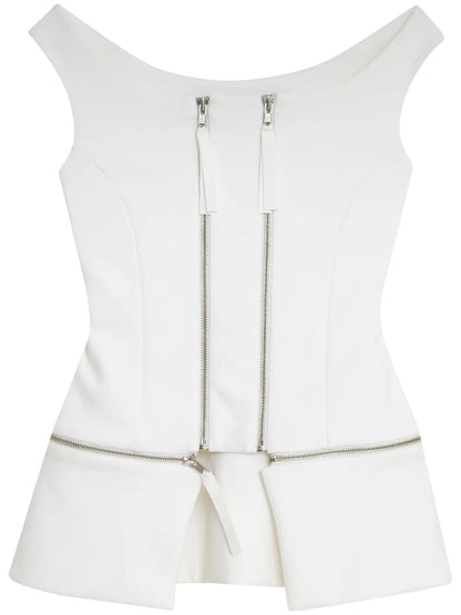 Zip-Detail Peplum Top