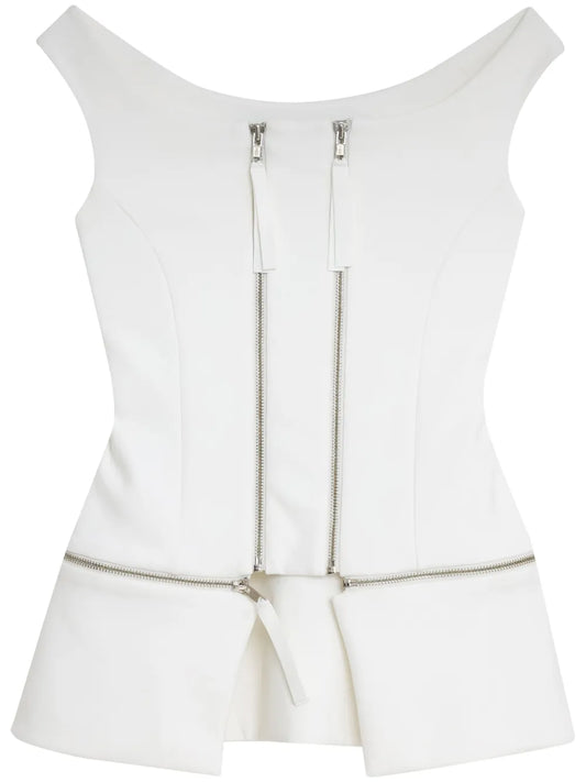 Zip-Detail Peplum Top