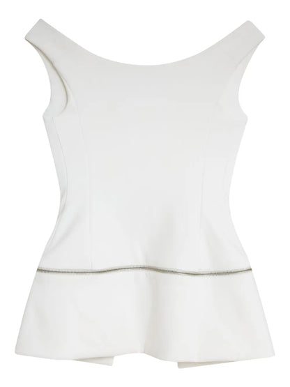 Zip-Detail Peplum Top