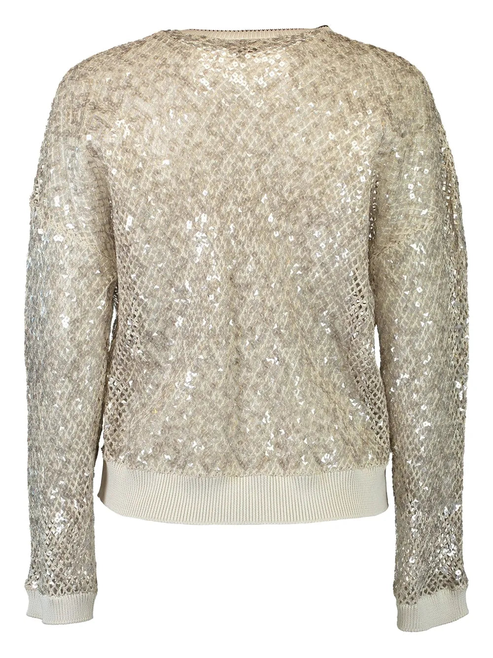 Metallic-Finish Open-Knit Sweater