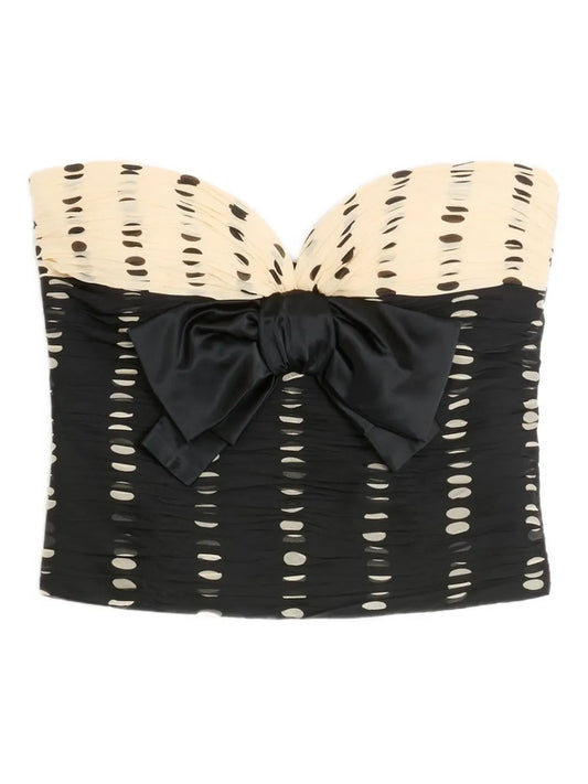 Polka Dot-Print Chiffon Top