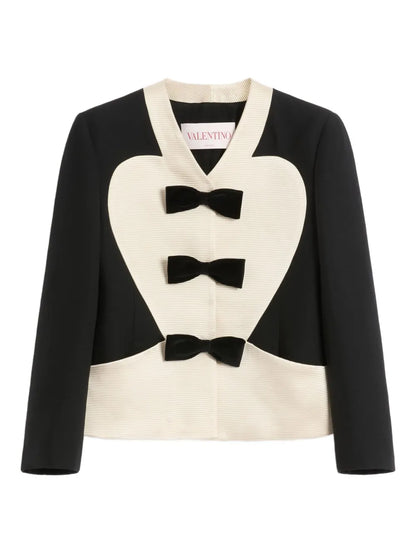 Bow-Detail Crepe Jacket