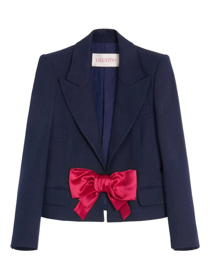 Bow-Detail Single-Breasted Blazer