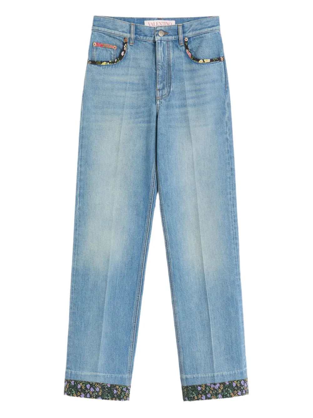 Floral-Trim Jeans