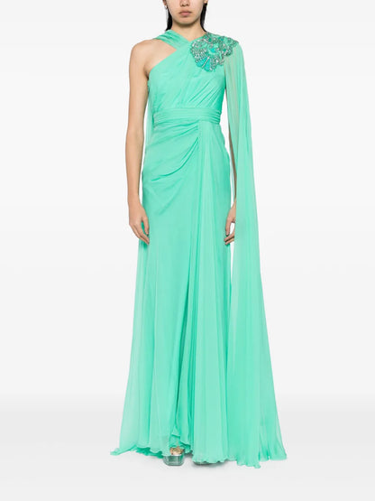 Bead-Embellished Chiffon Gown
