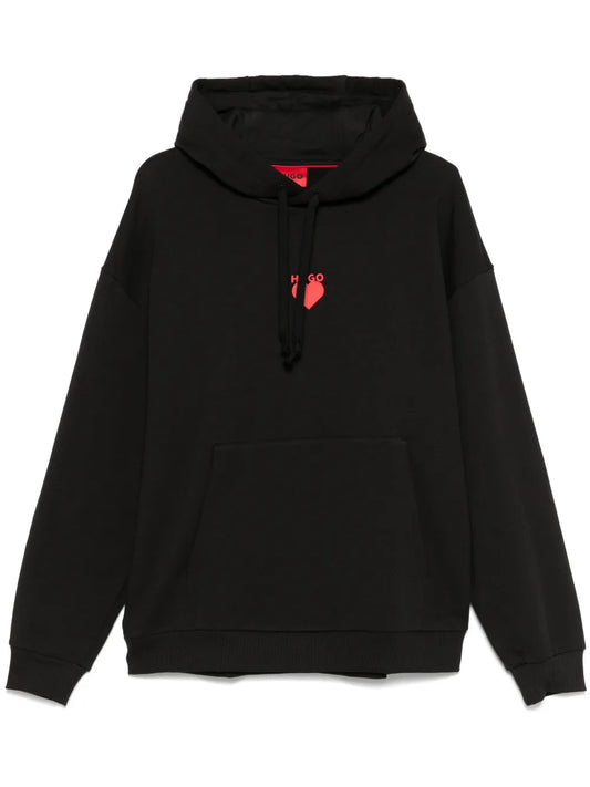 Heart-Print Cotton Hoodie