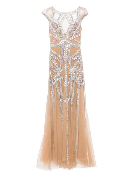 Roads-Embroidered Flared Gown