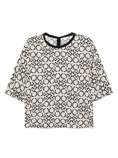 Subtitle-Printed Charmeuse T-Shirt