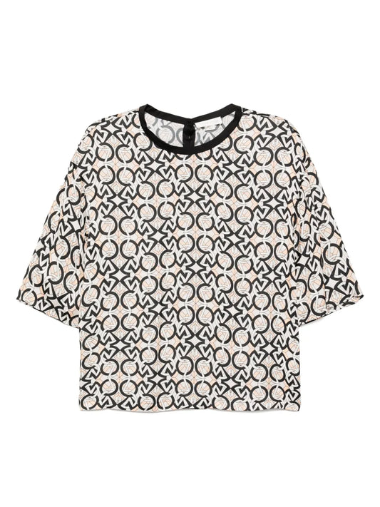 Subtitle-Printed Charmeuse T-Shirt