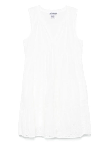 Eyelet-Detail Sleeveless Mini Dress