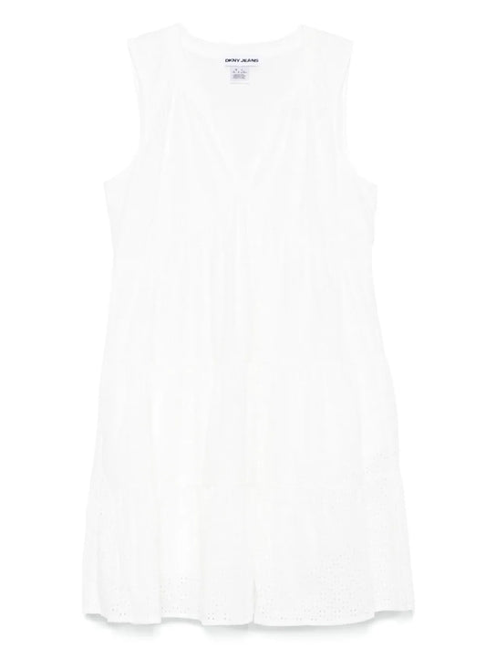 Eyelet-Detail Sleeveless Mini Dress