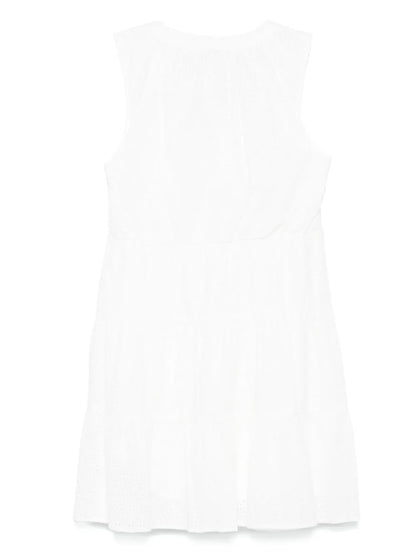 Eyelet-Detail Sleeveless Mini Dress