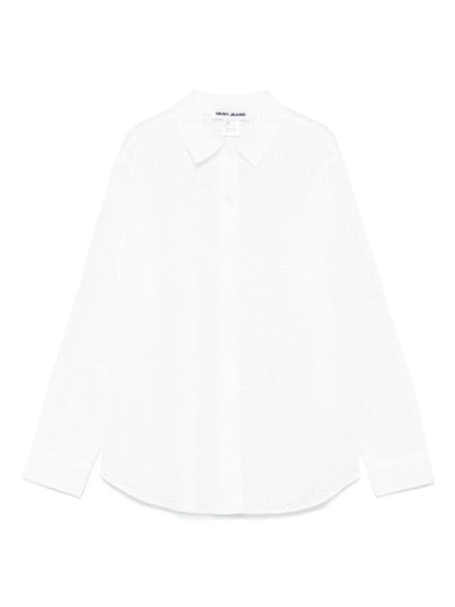 Eyelet-Detail Long-Sleeve Shirt