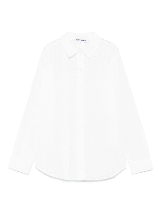 Eyelet-Detail Long-Sleeve Shirt