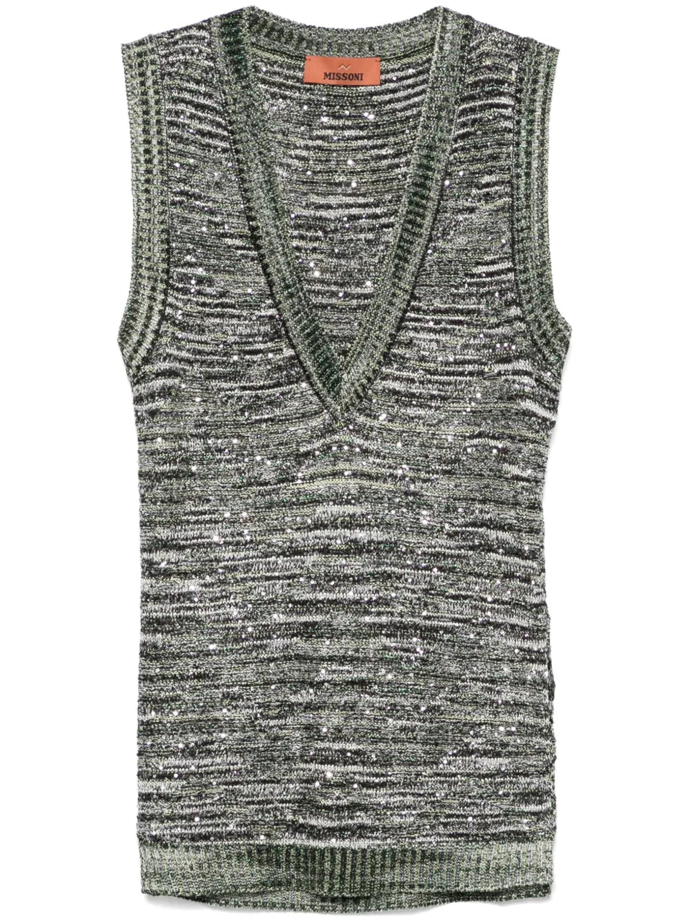 Sequined Slub-Knit Tank Top