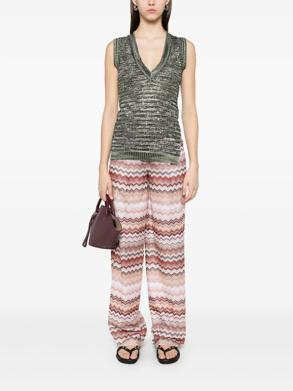 Sequined Slub-Knit Tank Top
