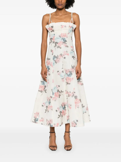 Ruched Taffeta Maxi Dress