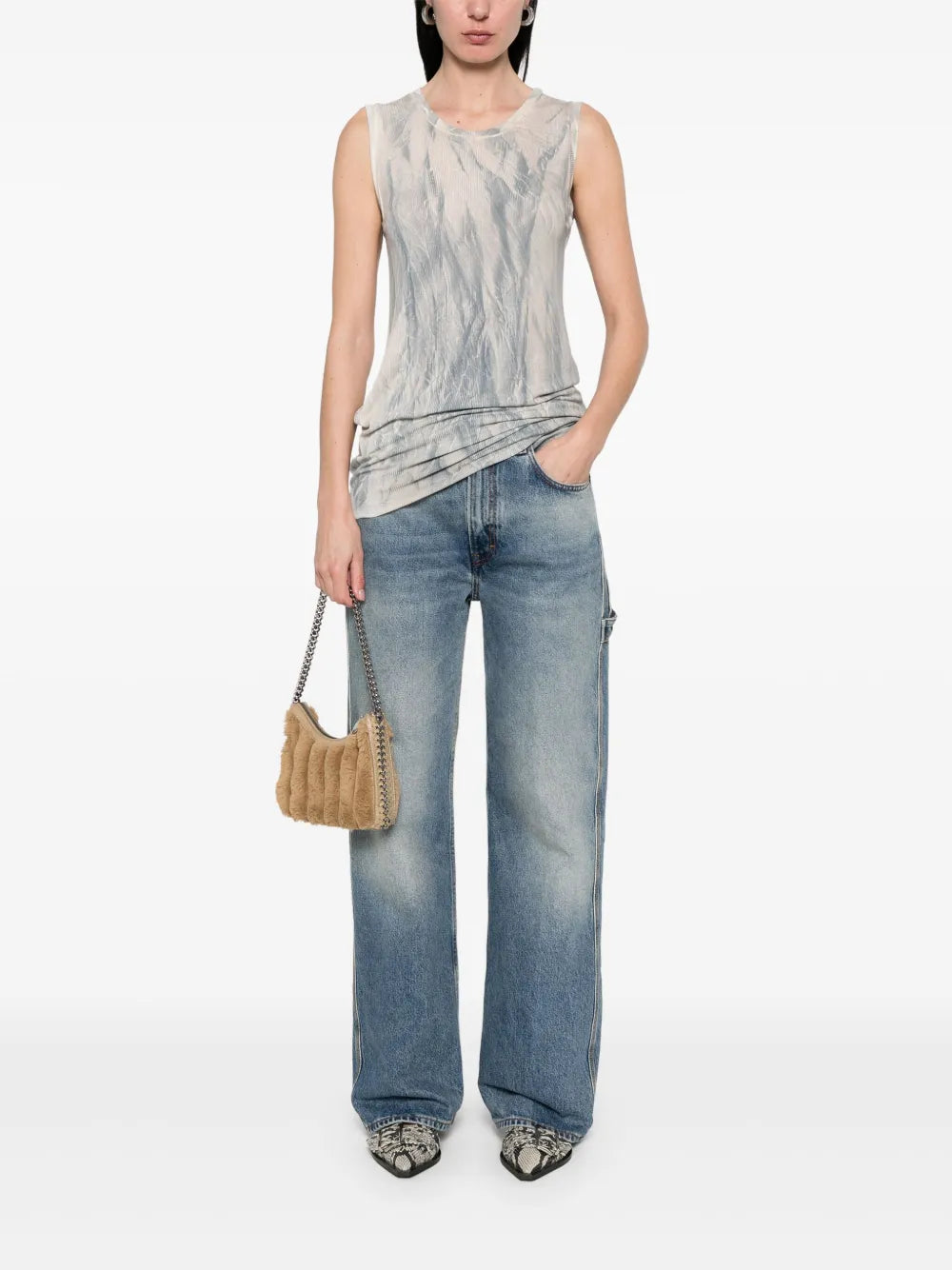 Marbled-Pattern Tank Top