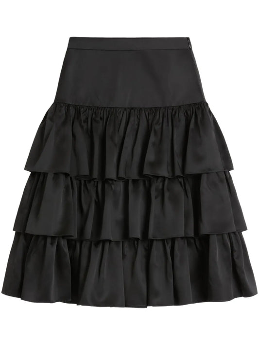 Ruffled Taffeta Midi Skirt