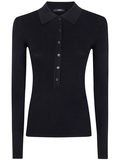 Ribbed-Knit Polo Shirt