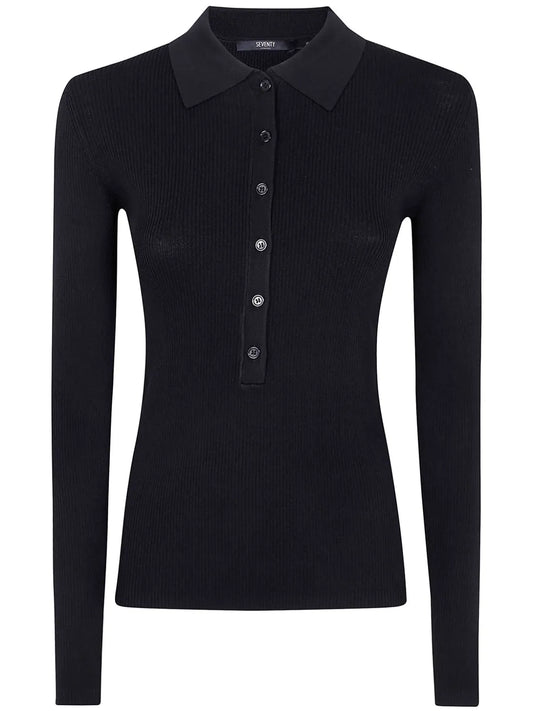 Ribbed-Knit Polo Shirt