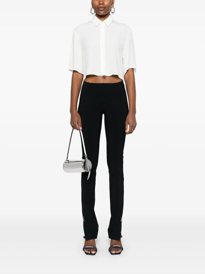 Piercing-Detail Straight-Leg Trousers