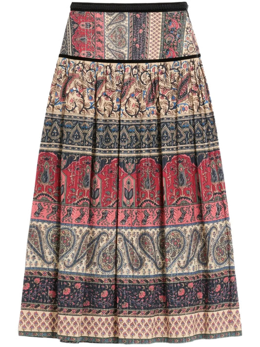 Voyage Imaginaire-Print Muslin Midi Skirt