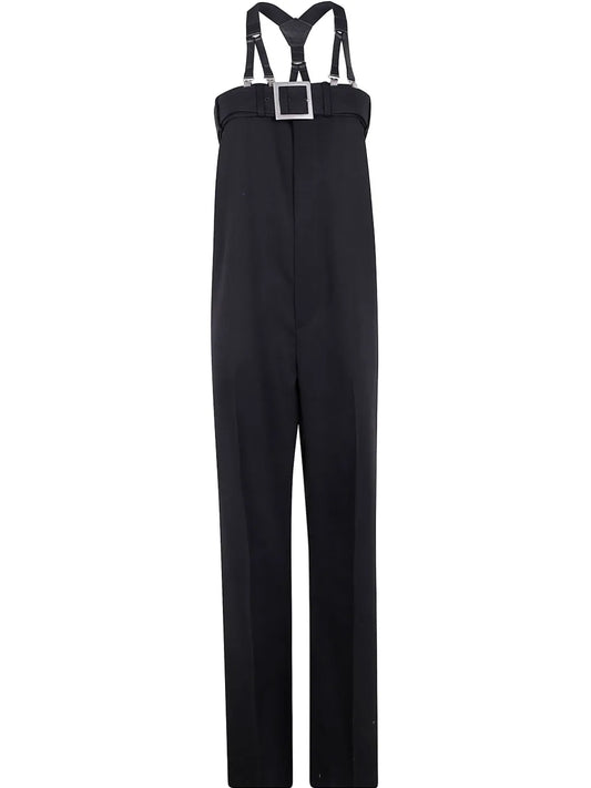 Leather-Trimmed Jumpsuit