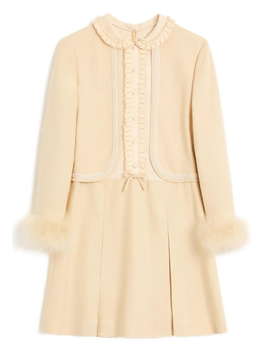 Feather-Trim Mini Dress