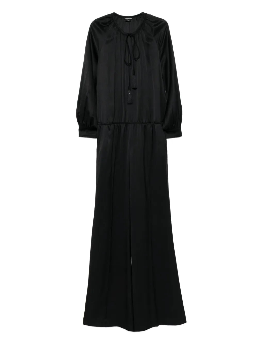 Gathered Long-Sleeves Jumpsuit