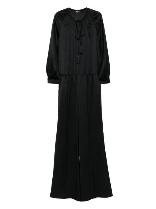 Gathered Long-Sleeves Jumpsuit