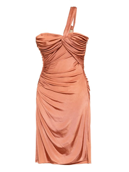 One-Shoulder Twist-Front Cocktail Dress