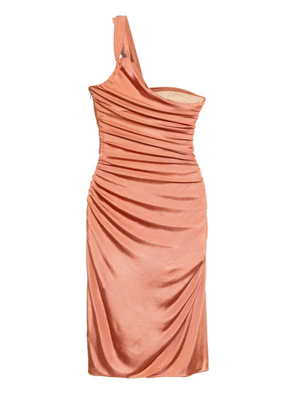 One-Shoulder Twist-Front Cocktail Dress