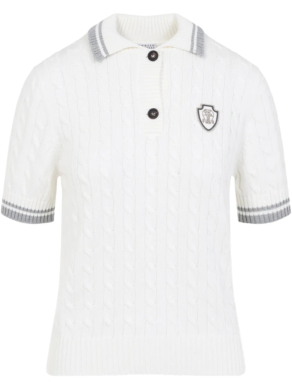 Cable-Knit Polo Top