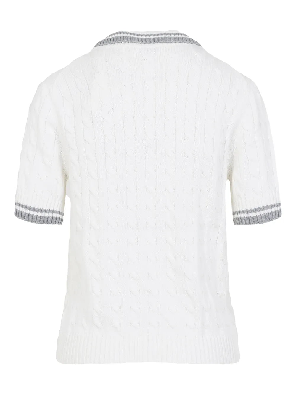 Cable-Knit Polo Top