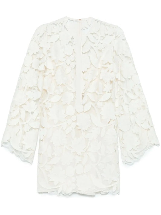 Embroidered Tulle Mini Dress