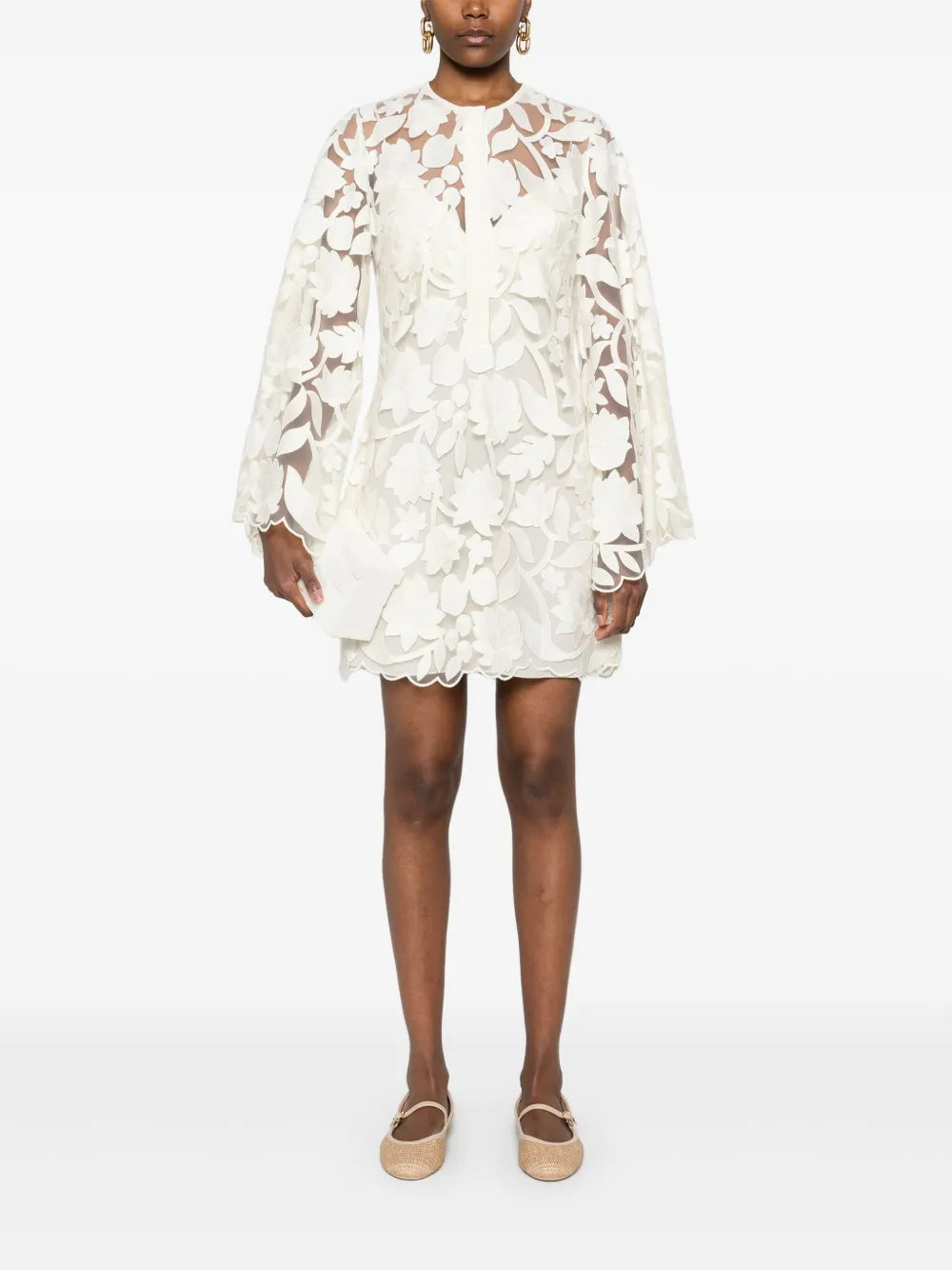 Embroidered Tulle Mini Dress