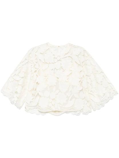 Tulle-Embroidered Blouse