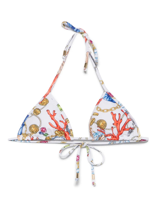 Marine-Print Bikini Top